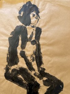 Painting Kraft Paper Woman 1980 portrait To Identify 20th Century Antique