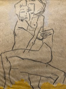 Painting Kraft Paper Art Woman 1980 Portrait To Identify 20th Century Man