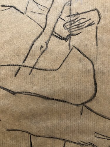 Painting Peinture Art Papier Kraft Femme 1980 portrait A Identifier XXe Homme