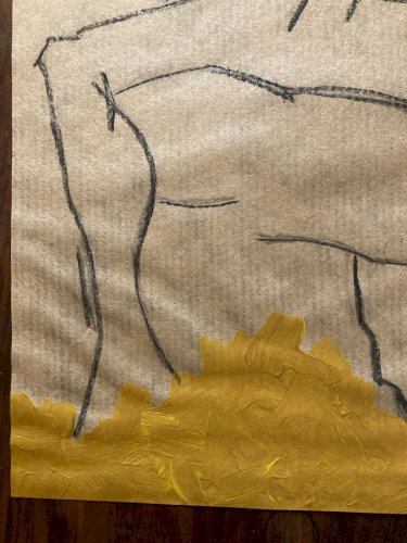 Painting Peinture Art Papier Kraft Femme 1980 portrait A Identifier XXe Homme