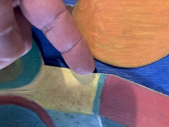 Painting Peinture Collage Abstraite Huile Sur panneau Cubiste Cubisme Arbre