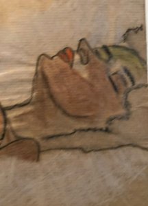 Painting Peinture  Crayon Papier Femme 1980 portrait Buste A Identifier Ancien