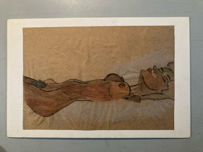 Painting Peinture  Crayon Papier Femme 1980 portrait Buste A Identifier Ancien