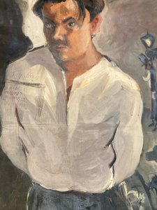 Painting Expressionism Oil 1932 Expressionist Portrait Hanging Cat