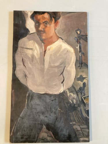 Painting Peinture Expressionisme  Huile 1932 Expressioniste Portrait Pendu Chat