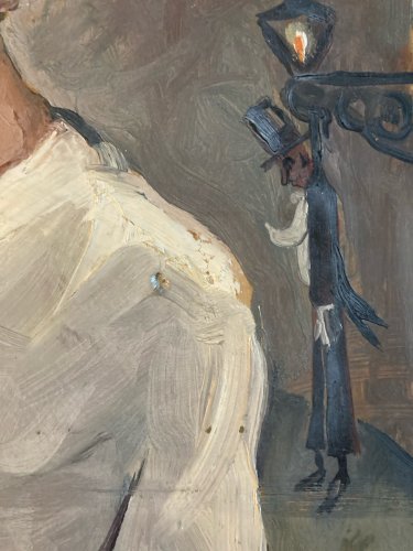 Painting Peinture Expressionisme  Huile 1932 Expressioniste Portrait Pendu Chat