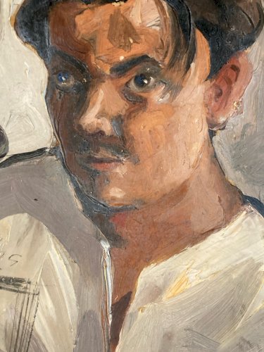 Painting Peinture Expressionisme  Huile 1932 Expressioniste Portrait Pendu Chat