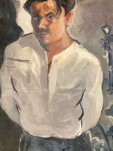 Painting Peinture Expressionisme  Huile 1932 Expressioniste Portrait Pendu Chat