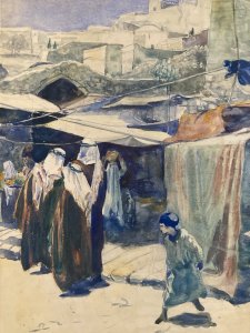 Painting gouache early 20th century paper old Orientalist orientalism ancient