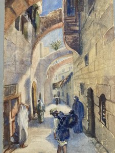 Painting gouache early 20th century Orientalist paper old Orientalism