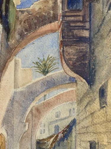 Painting peinture Gouache Debut XXe Papier Orientaliste Orientalisme ancien Old