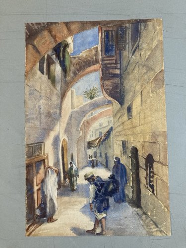 Painting peinture Gouache Debut XXe Papier Orientaliste Orientalisme ancien Old