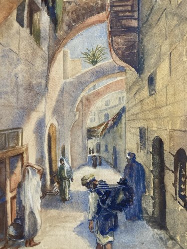 Painting peinture Gouache Debut XXe Papier Orientaliste Orientalisme ancien Old