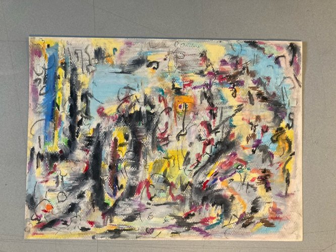 Painting Peinture gouache dessin abstrait 1990 Encre Papier Art Abstraction