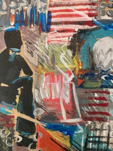 Painting gouache drawing Portrait 20th century Man 1970 Art Drawing To Identify