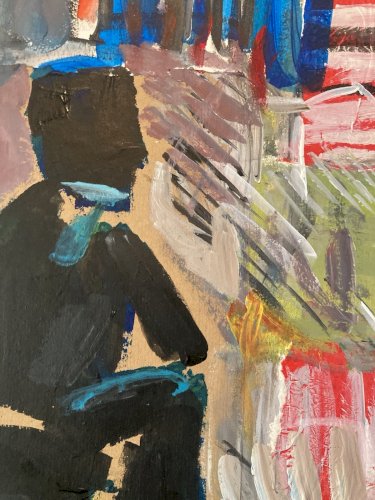 Painting Peinture gouache dessin Portrait XXe Homme 1970 Art Dessin À Identifier