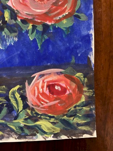 Painting Peinture Gouache Fleur Fleurs Art Dessin Papier 1960 Art Rose Bouquet