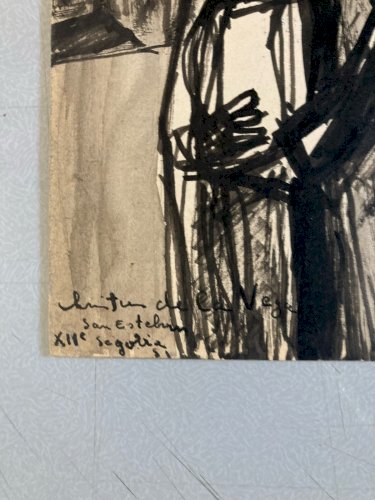 Painting Peinture gouache Michel Henry Jesus Christ Religion Ancien 1955 Old Art