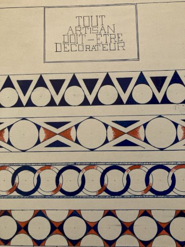 Painting Peinture Gouache Motif Géométrique Artisan  Art Ancien 1950 Abstrait