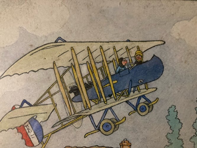 Painting Peinture gouache Sur Papier Marcel Jeanjean Aeronautique Avion 1950 art