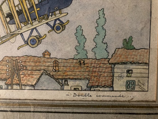 Painting Peinture gouache Sur Papier Marcel Jeanjean Aeronautique Avion 1950 art