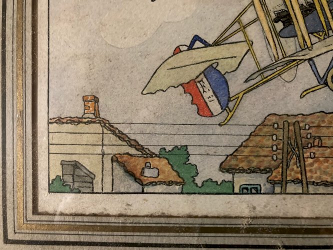 Painting Peinture gouache Sur Papier Marcel Jeanjean Aeronautique Avion 1950 art