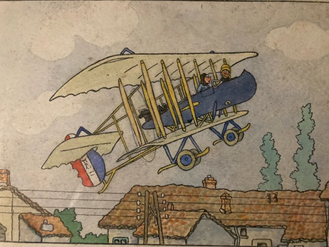 Painting Peinture gouache Sur Papier Marcel Jeanjean Aeronautique Avion 1950 art