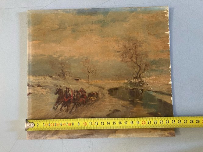 Painting Peinture Huile 1950 école Russe Troïka Expressionnisme Expressionniste