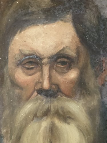 Painting Peinture Huile Carton Portrait XIXe Homme Barbe Art 1850 A Identifier
