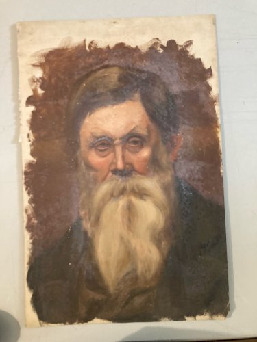 Painting Peinture Huile Carton Portrait XIXe Homme Barbe Art 1850 A Identifier