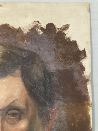 Painting Peinture Huile Carton Portrait XIXe Homme Barbe Art 1850 A Identifier