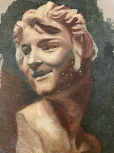 Painting Peinture Huile Carton Portrait XIXe Sculpture Art 1850 A Identifier Old