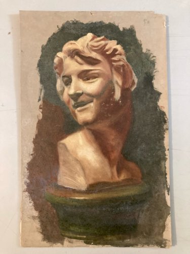 Painting Peinture Huile Carton Portrait XIXe Sculpture Art 1850 A Identifier Old