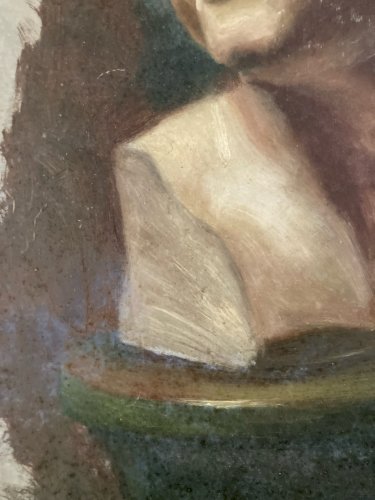Painting Peinture Huile Carton Portrait XIXe Sculpture Art 1850 A Identifier Old