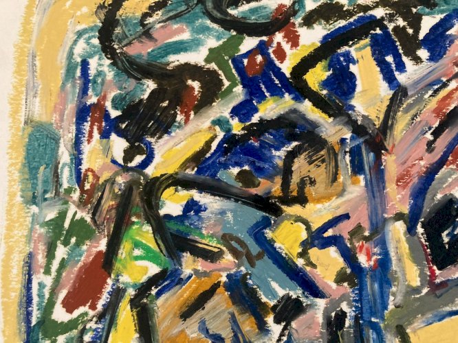 Painting Peinture Huile dessin abstrait 1990 Art Abstraction Tableau Drawing XXe