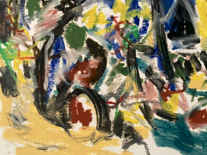 Painting Peinture Huile dessin abstrait 1990 Art Abstraction Tableau Drawing XXe