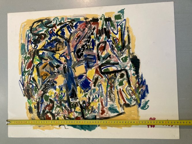 Painting Peinture Huile dessin abstrait 1990 Art Abstraction Tableau Drawing XXe