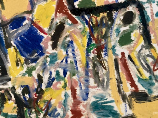 Painting Peinture Huile dessin abstrait 1990 Art Abstraction Tableau Drawing XXe