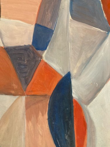 Painting Peinture Huile Papier Abstrait Abstraction 1996 Paysage Art Cubisme XXe