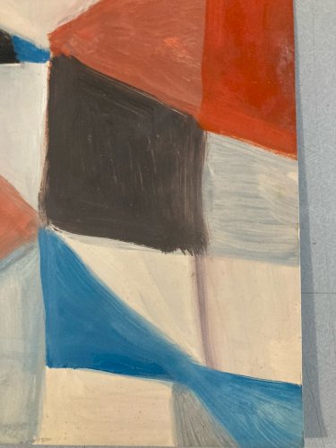Painting Peinture Huile Papier Abstrait Abstraction 1996 Paysage Art Cubisme XXe