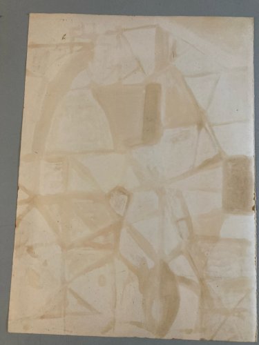 Painting Peinture Huile Papier Abstrait Abstraction 1996 Paysage Art Cubisme XXe
