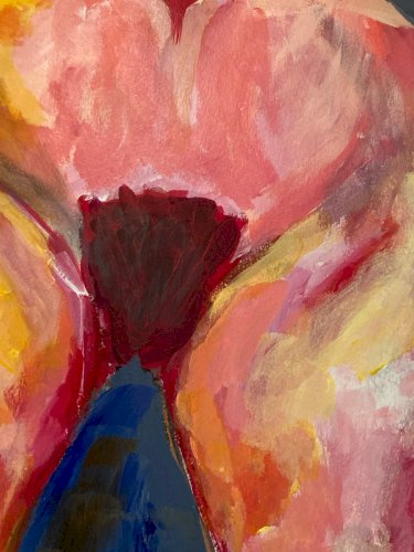 Painting Peinture  Huile Papier Femme 1980 portrait Jambe Expressionnisme Art