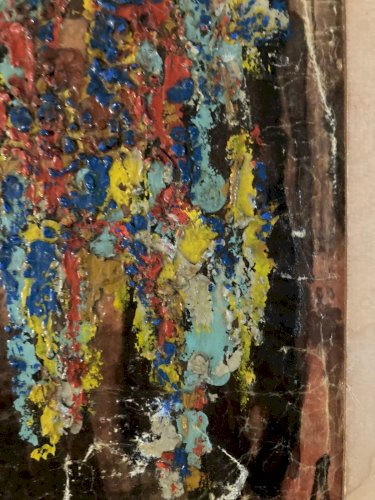 Painting Peinture Huile Sur Carton Abstrait A Identifier Abstraction 1960 Ancien