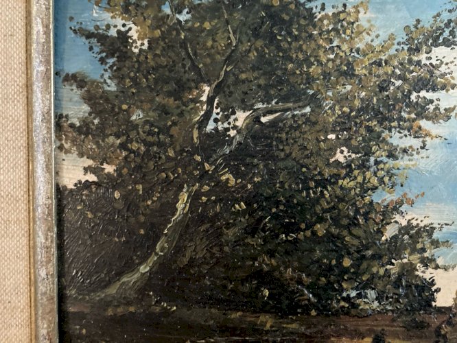 Painting Peinture Huile sur carton peche Pêcheur art Cadre Montparnasse 1900 Old