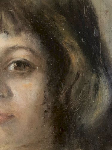 Painting Peinture Huile Sur Toile Portrait 1900 Enfant Buste Art Début XXe Fille