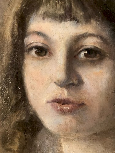 Painting Peinture Huile Sur Toile Portrait 1900 Enfant Buste Art Début XXe Fille