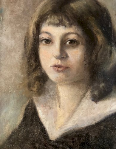Painting Peinture Huile Sur Toile Portrait 1900 Enfant Buste Art Début XXe Fille