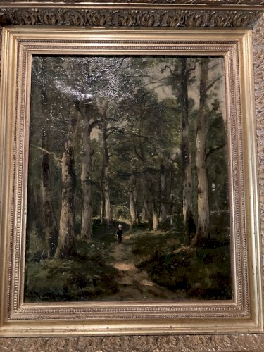 Painting Peinture Huile Sur Toile XIXe C Marechal Fille Foret École Française