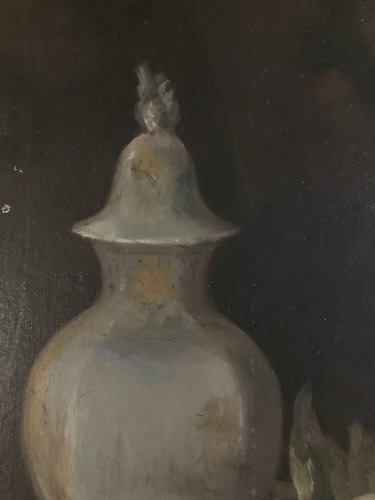 Painting Peinture Huile Sur Toile XIXe Delvigne Nature Morte Au Boudoir Raisin