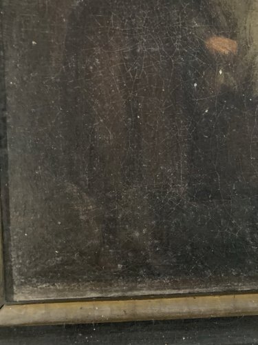 Painting Peinture Huile Sur Toile XIXe École Du Nord Femme Enfant Ancien Art Old